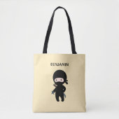 Tiny Ninja Custom Name on Yellow Tote Bag (Voorkant)
