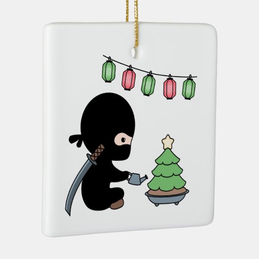 Tiny Ninja die kerstbomen ziet Keramisch Ornament (Rechts)