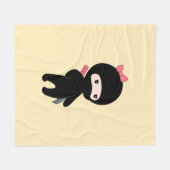 Tiny Ninja Girl op Geel Fleece Deken (Voorkant (Horizontaal))