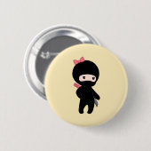 Tiny Ninja Girl op Geel Ronde Button 5,7 Cm (Voorkant /achterkant)