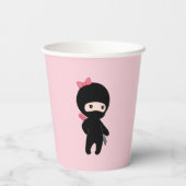 Tiny Ninja Girl op Roze Papieren Bekers (Achterkant)