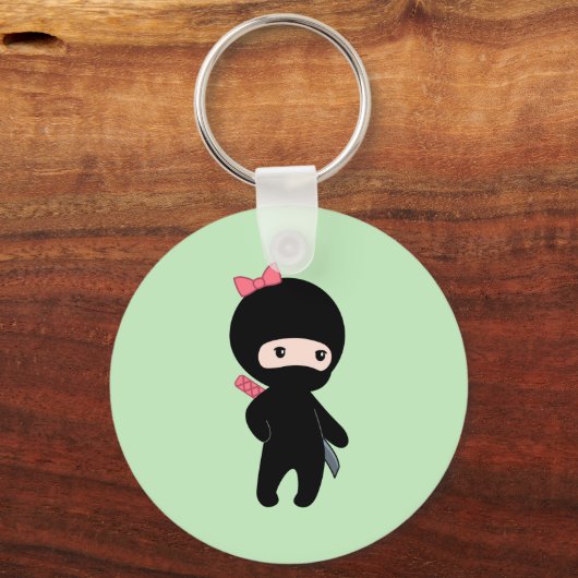 Tiny Ninja Girl over Groen Sleutelhanger (Voorkant)