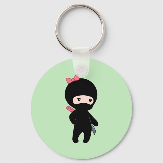Tiny Ninja Girl over Groen Sleutelhanger (Achterkant)