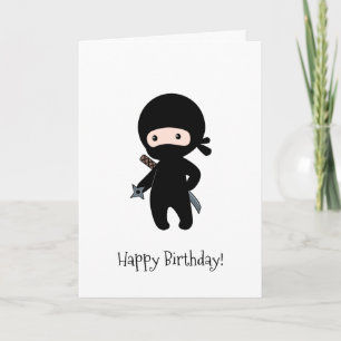 Tiny Ninja Holding Gooien Star Verjaardag Kaart