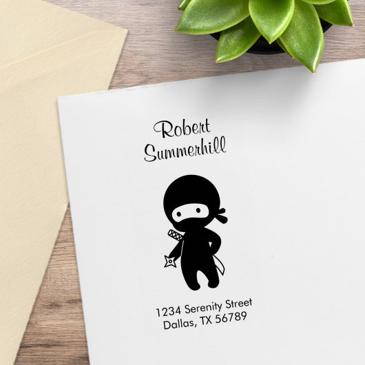 Tiny Ninja Holding Throwing Star Address Rubberstempel