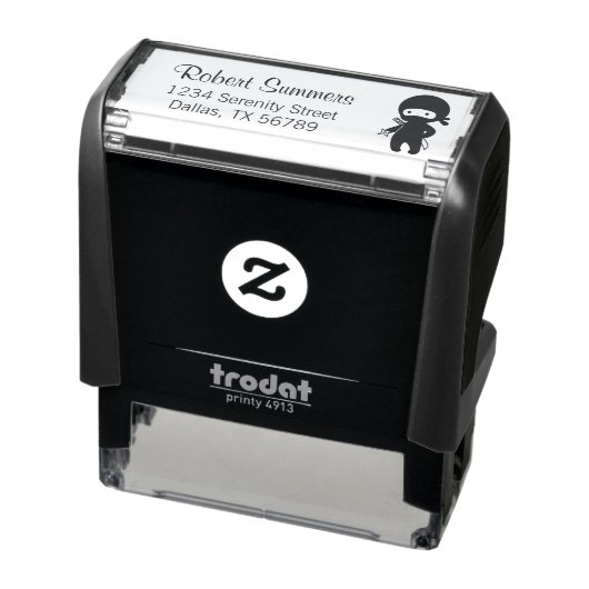 Tiny Ninja Holding Throwing Star Address Zelfinktende Stempel (Product)