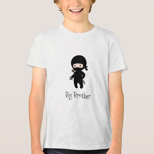 Tiny Ninja Holding Throwing Star - Big Brother Tri-Blend Shirt (Voorkant)