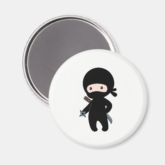 Tiny Ninja Holding Throwing Star Magneet (Voorkant / Achterkant)