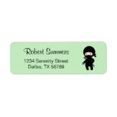 Tiny Ninja Holding Throwing Star op Green Etiket (Voorkant)