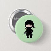 Tiny Ninja Holding Throwing Star op Green Ronde Button 5,7 Cm (Voorkant /achterkant)