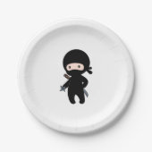 Tiny Ninja Holding Throwing Star Papieren Bordje (Voorkant)