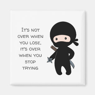 Tiny Ninja Holding Throwing Star Quote Magneet