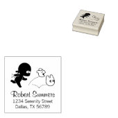 Tiny Ninja Hunting Dustbunnies Adres Rubberstempel (Gestempeld)