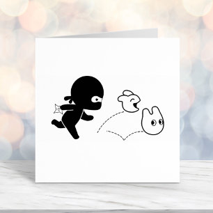 Tiny Ninja Hunting Dustbunnies Zelfinktende Stempel