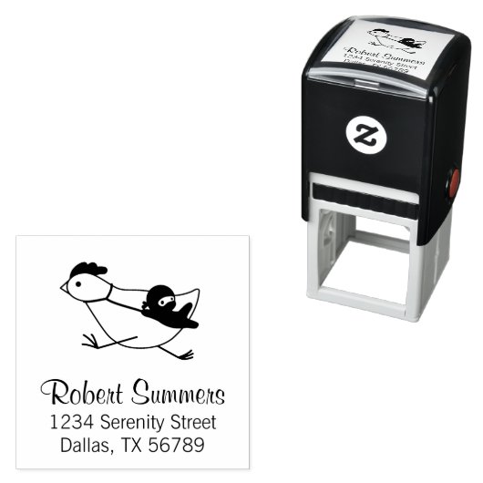 Tiny Ninja Large Chicken Address Zelfinktende Stempel (In situ)