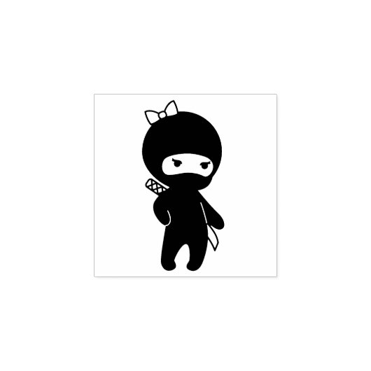 Tiny Ninja Meisje 1x1 Rubberstempel (Afrduk)