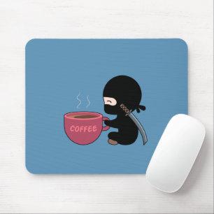 Tiny Ninja met grote koffie Mok blauw Muismat