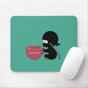 Tiny Ninja met grote koffie Mok donkergroen Muismat