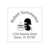 Tiny Ninja met Large Coffee Mok Address Rubberstempel (Afrduk)