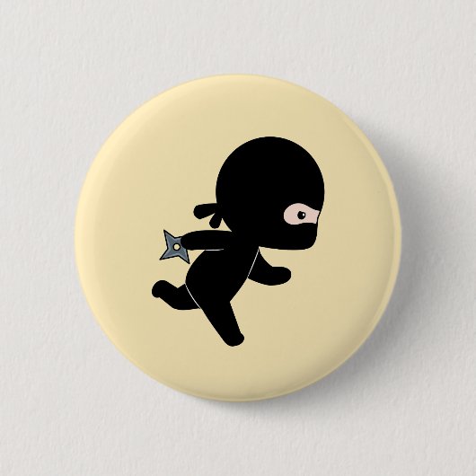 Tiny Ninja onderweg op Geel Ronde Button 5,7 Cm (Voorkant)