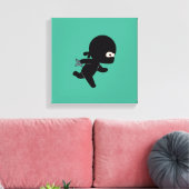 Tiny Ninja Op groen Canvas Afdruk (Insitu (Woonkamer))