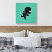 Tiny Ninja Op groen Canvas Afdruk (Insitu (Slaapkamer))