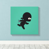 Tiny Ninja Op groen Canvas Afdruk (Insitu (Houten vloer))