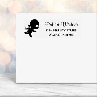Tiny Ninja Running Address Zelfinktende Stempel