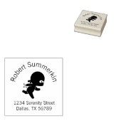 Tiny Ninja Running Arch Address Rubberstempel (Gestempeld)
