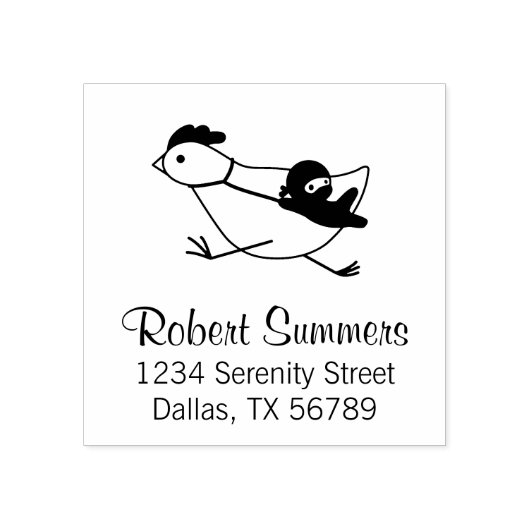 Tiny Ninja Taming Running Chicken Address 2 Rubberstempel (Afrduk)