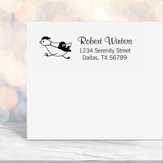 Tiny Ninja Taming Running Chicken Address Zelfinktende Stempel