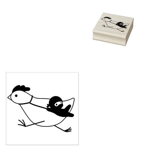 Tiny Ninja Taming Running Chicken Rubberstempel (Gestempeld)