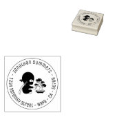 Tiny Ninja Watering Bonsai Tree Round Address Rubberstempel (Gestempeld)