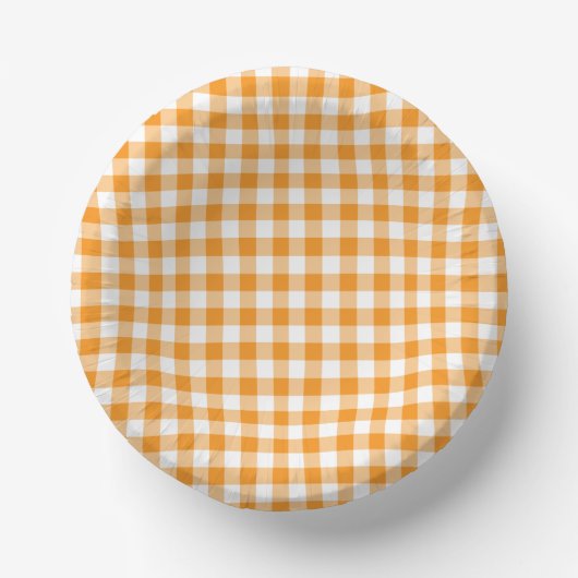 Tiny Orange and White Gingham Papieren Kommen (Voorkant)