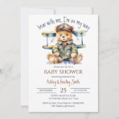 Tiny pilot schattig teddybeer baby shower kaart (Voorkant)
