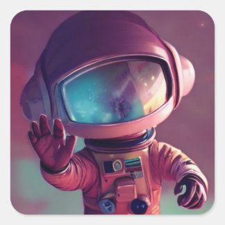 Tiny Pink Alien Vierkante Sticker