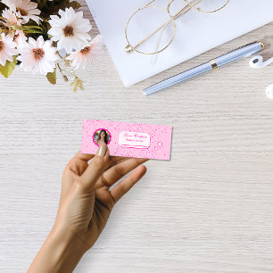 Tiny Pink and White Hearts Love Coupons met foto Mini Visitekaartje