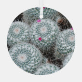 Tiny Pink Flowers Cactus Planten Glas Ornament (Achterkant)