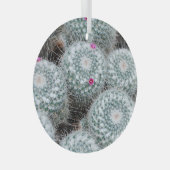 Tiny Pink Flowers Cactus Planten Glas Ornament (Voorkant Rechts)