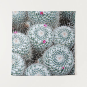Tiny Pink Flowers Cactus Planten Wandkleed