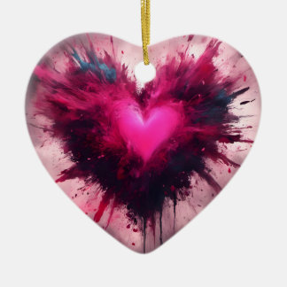 Tiny Pink Heart Keramisch Ornament