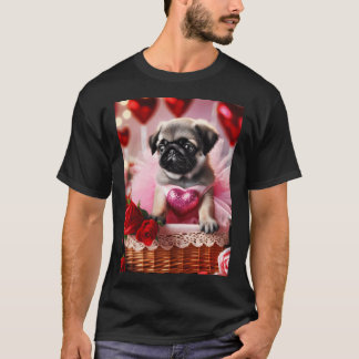 Tiny Pug's Valentijnsdroom in een roze wonderla T-shirt