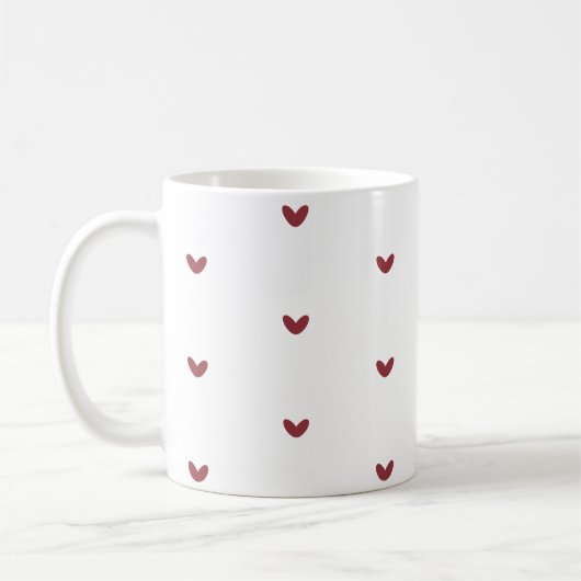 Tiny Red Hearts Minimalist Pattern Coffee Mug (Gauche)
