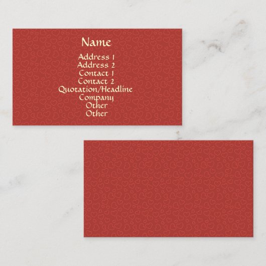 Tiny Red Hearts Motif Carte de visite (Devant / Derrière)