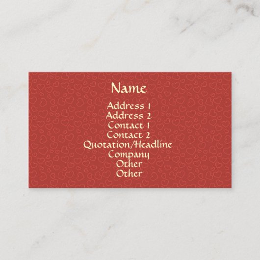 Tiny Red Hearts Motif Carte de visite (Devant)