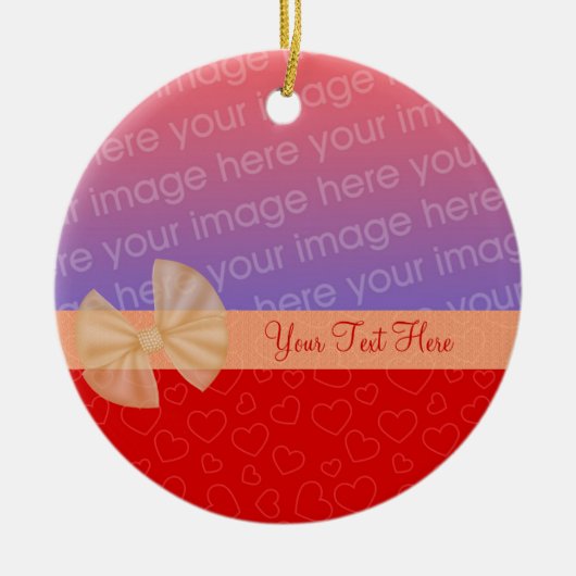 Tiny Red Hearts Ribbon Foto Ornament (Voorkant)