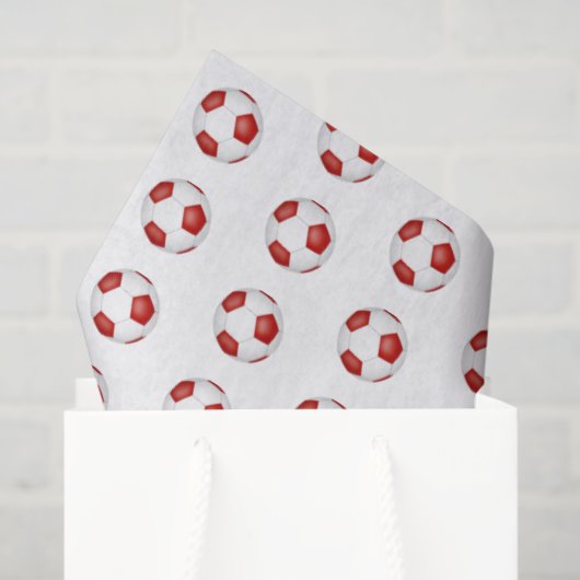 tiny red white soccer balls pattern tissuepapier (Cadeauzakje)