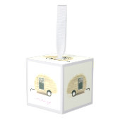 Tiny Retro  camper Kubus Ornament (Voorkant hoekig)