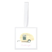 Tiny Retro  camper Kubus Ornament (Voorkant)
