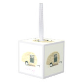 Tiny Retro  camper Kubus Ornament (Achter hoekig)